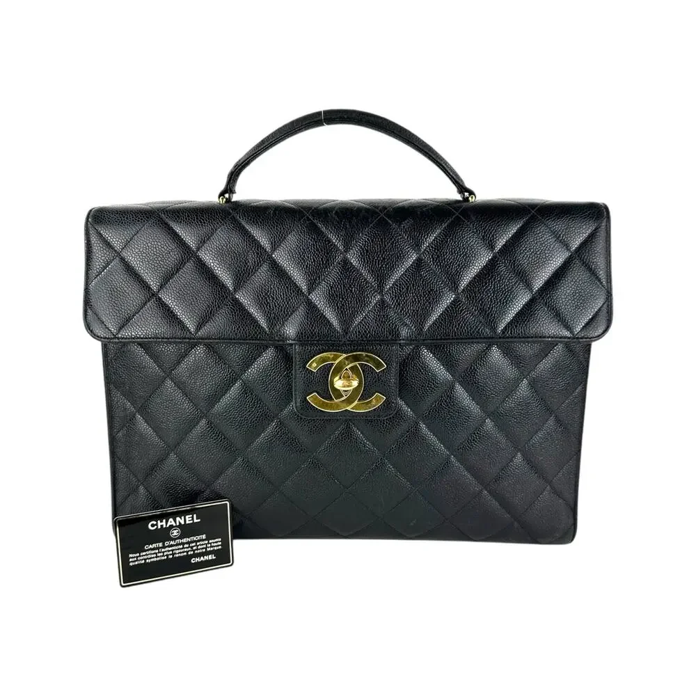 Chanel CC Vintage Quilted Caviar Briefcase